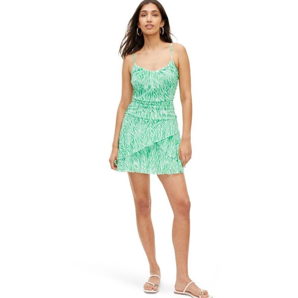 Women's Strappy Mesh Sea Twig Green Mini Dress - DVF XS